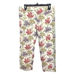 ANN TAYLOR LOFT Riviera Marisa Crop Pants Ankle Floral Stretch Cropped Capri- 8P